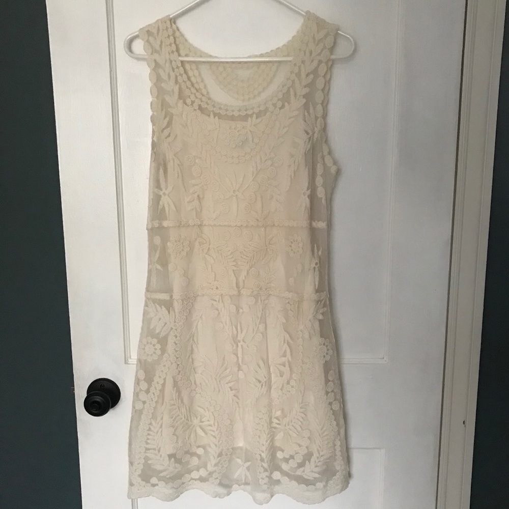 Cream Embroidered Express Dress